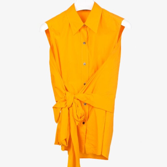 Sofie D'Hoore Orange Button Up Tie Front Shirt - Picture 1 of 10